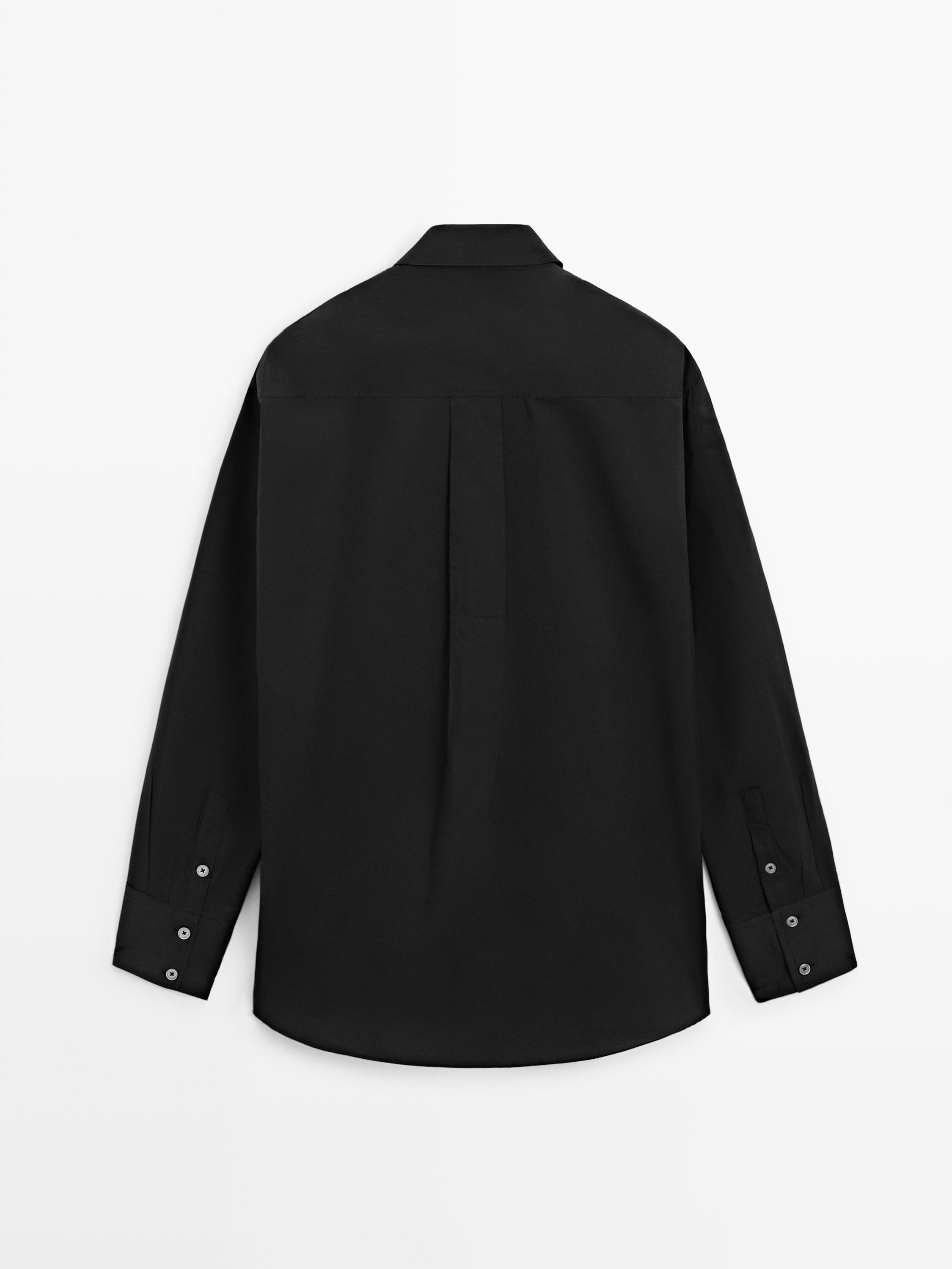 Bib front shirt with embroidered detail